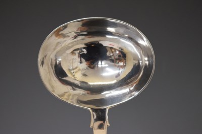 Lot 128 - Late Victorian Irish silver fiddle pattern rat tail ladle