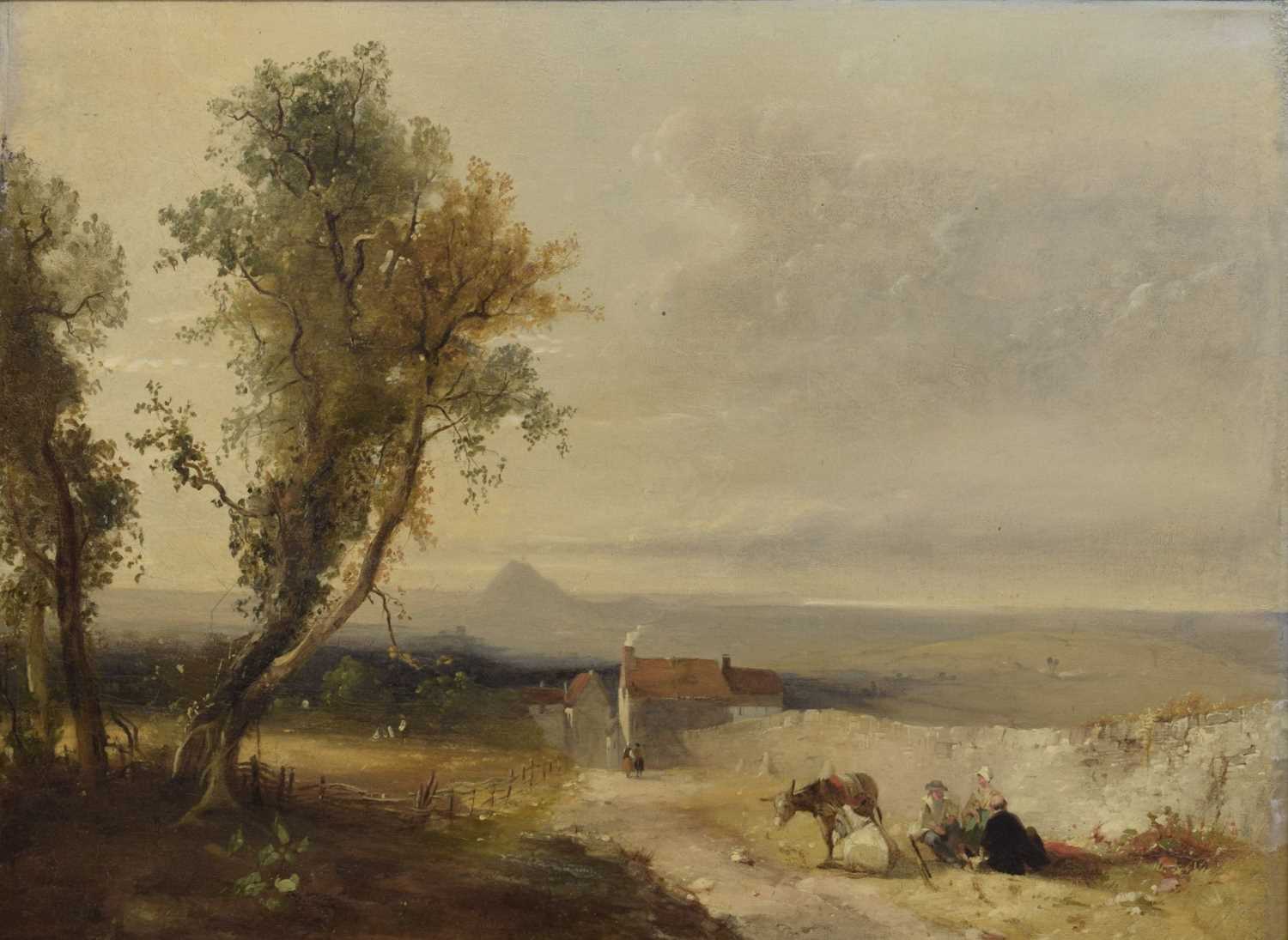 Lot 448 - Attributed to James Baker Pyne (British, 1800-1870) - Oil on canvas - Glastonbury
