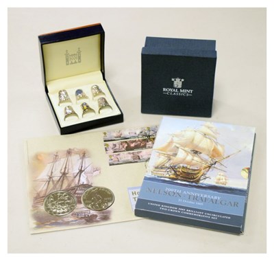 Lot 220 - Royal Mint 2005 Trafalgar Crown numismatic coin cover, presentation pack and