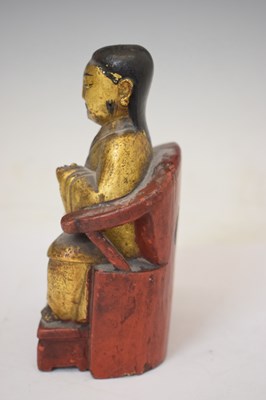 Lot 664 - Small 19th century Chinese Qing dynasty gilt and red lacquer wooden figure