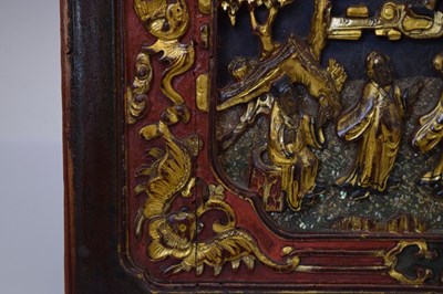 Lot 328 - Two Chinese carved and gilded wooden panels