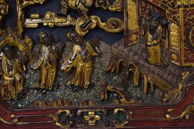 Lot 328 - Two Chinese carved and gilded wooden panels