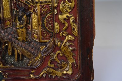 Lot 328 - Two Chinese carved and gilded wooden panels