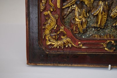 Lot 328 - Two Chinese carved and gilded wooden panels