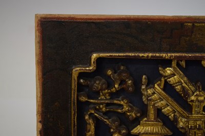 Lot 328 - Two Chinese carved and gilded wooden panels