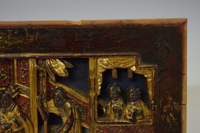 Lot 328 - Two Chinese carved and gilded wooden panels