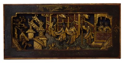 Lot 328 - Two Chinese carved and gilded wooden panels