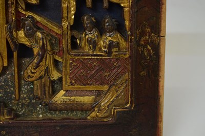 Lot 328 - Two Chinese carved and gilded wooden panels