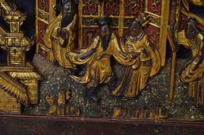 Lot 328 - Two Chinese carved and gilded wooden panels