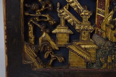 Lot 328 - Two Chinese carved and gilded wooden panels