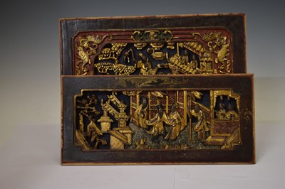 Lot 328 - Two Chinese carved and gilded wooden panels