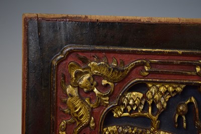 Lot 328 - Two Chinese carved and gilded wooden panels