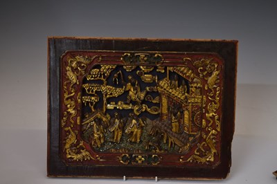 Lot 328 - Two Chinese carved and gilded wooden panels