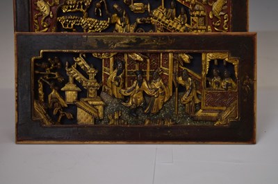 Lot 328 - Two Chinese carved and gilded wooden panels