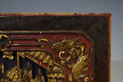 Lot 328 - Two Chinese carved and gilded wooden panels