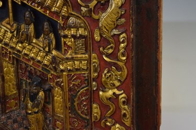 Lot 328 - Two Chinese carved and gilded wooden panels
