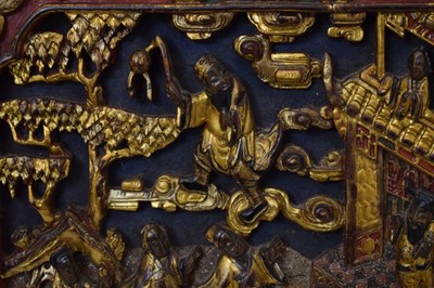 Lot 328 - Two Chinese carved and gilded wooden panels