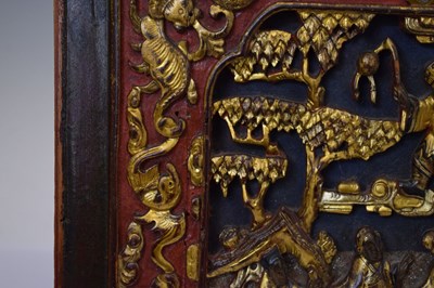 Lot 328 - Two Chinese carved and gilded wooden panels