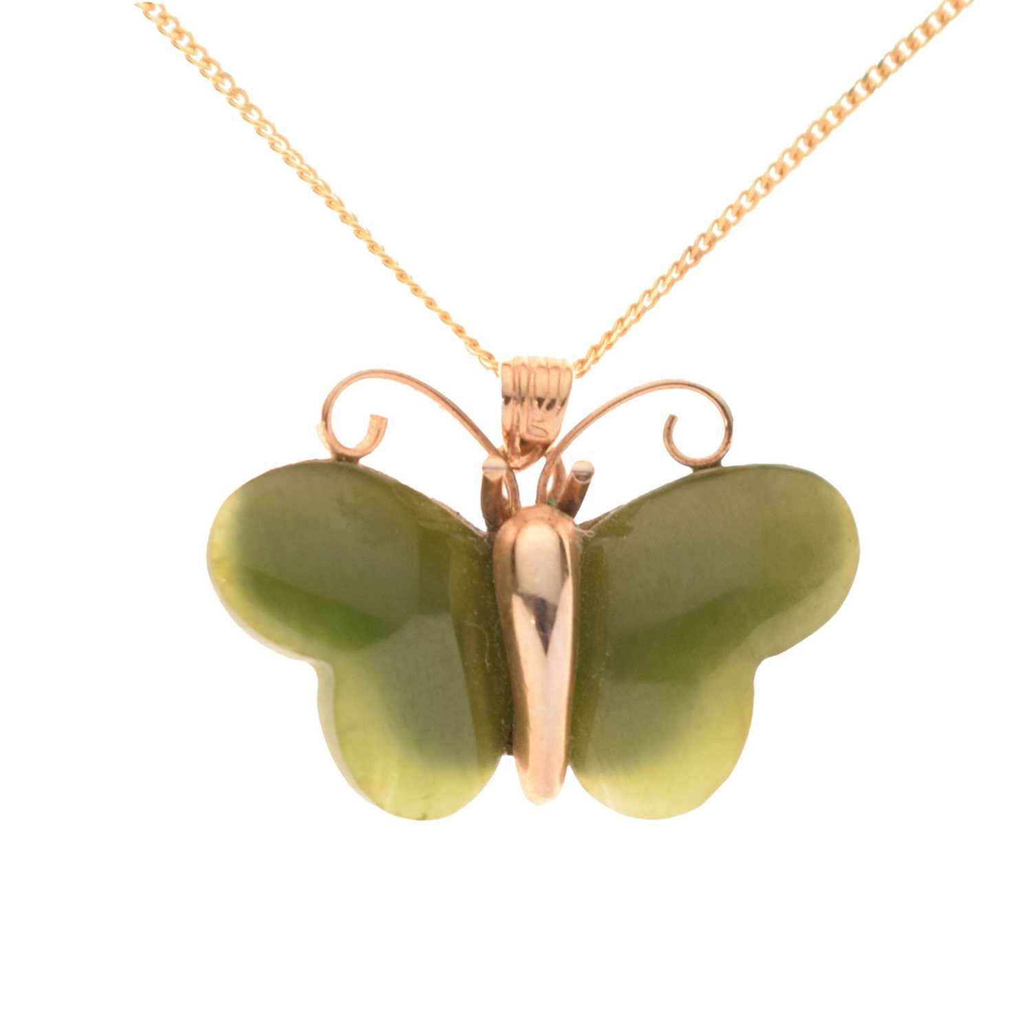 Lot 123 - Jade butterfly pendant