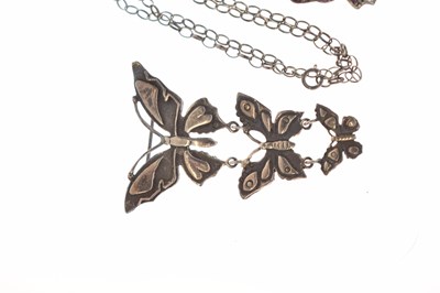 Lot 101 - Collection of seven butterfly brooches and a ruby set butterfly pendant necklace