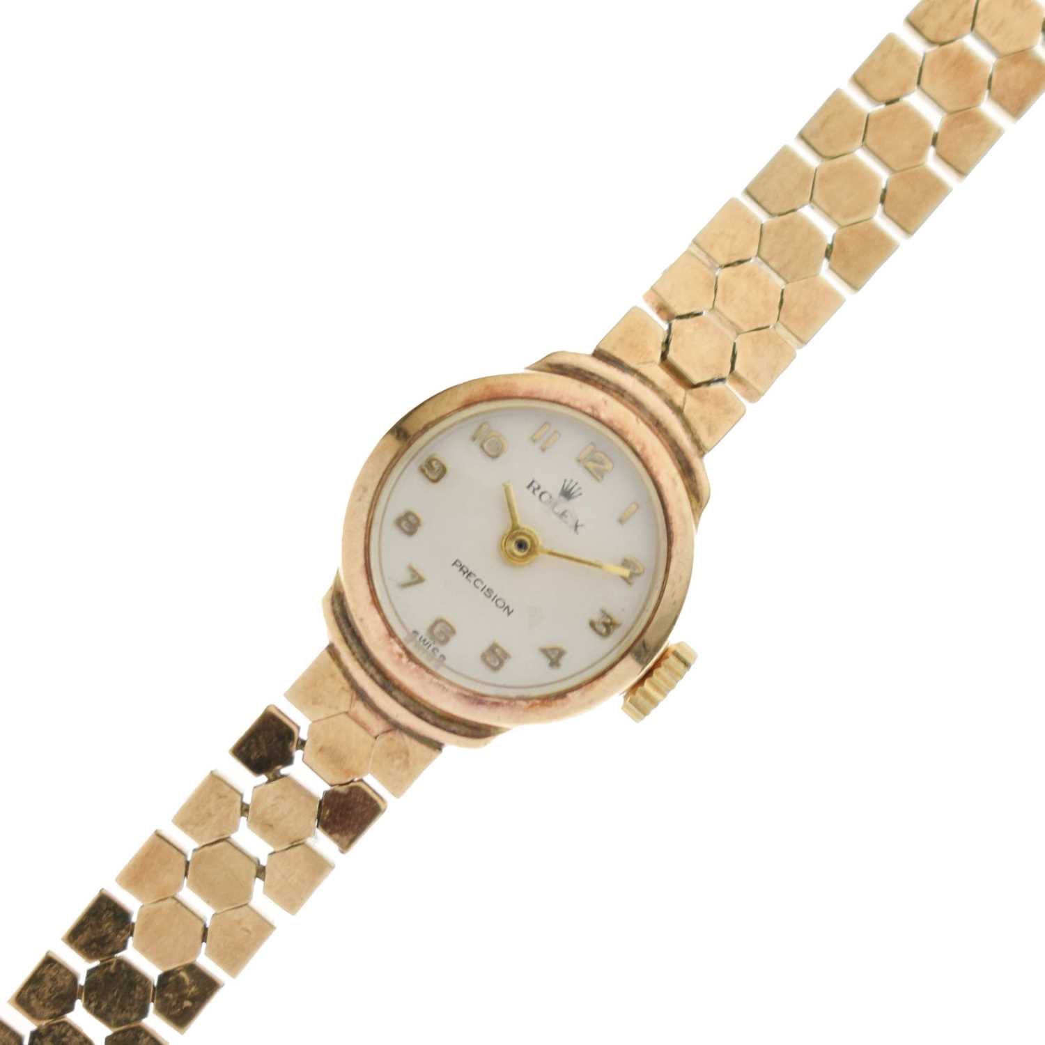 Lot 334 - Rolex - Lady's vintage Precision 9ct gold bracelet watch