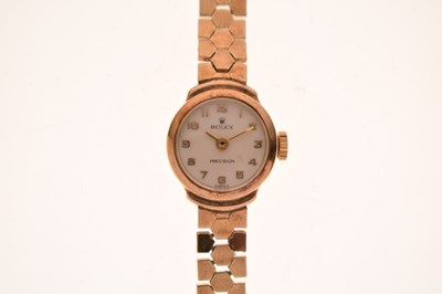 Lot 334 - Rolex - Lady's vintage Precision 9ct gold bracelet watch