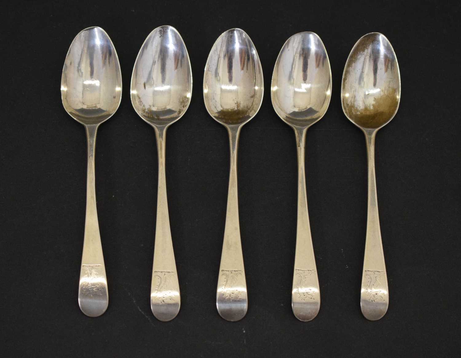 Lot 215 - Hester Bateman - Five George III silver teaspoons