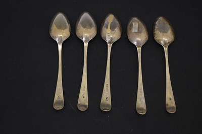 Lot 215 - Hester Bateman - Five George III silver teaspoons