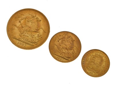 Lot 174 - Queen Victoria 1887 (Golden Jubilee year) - Three gold coins