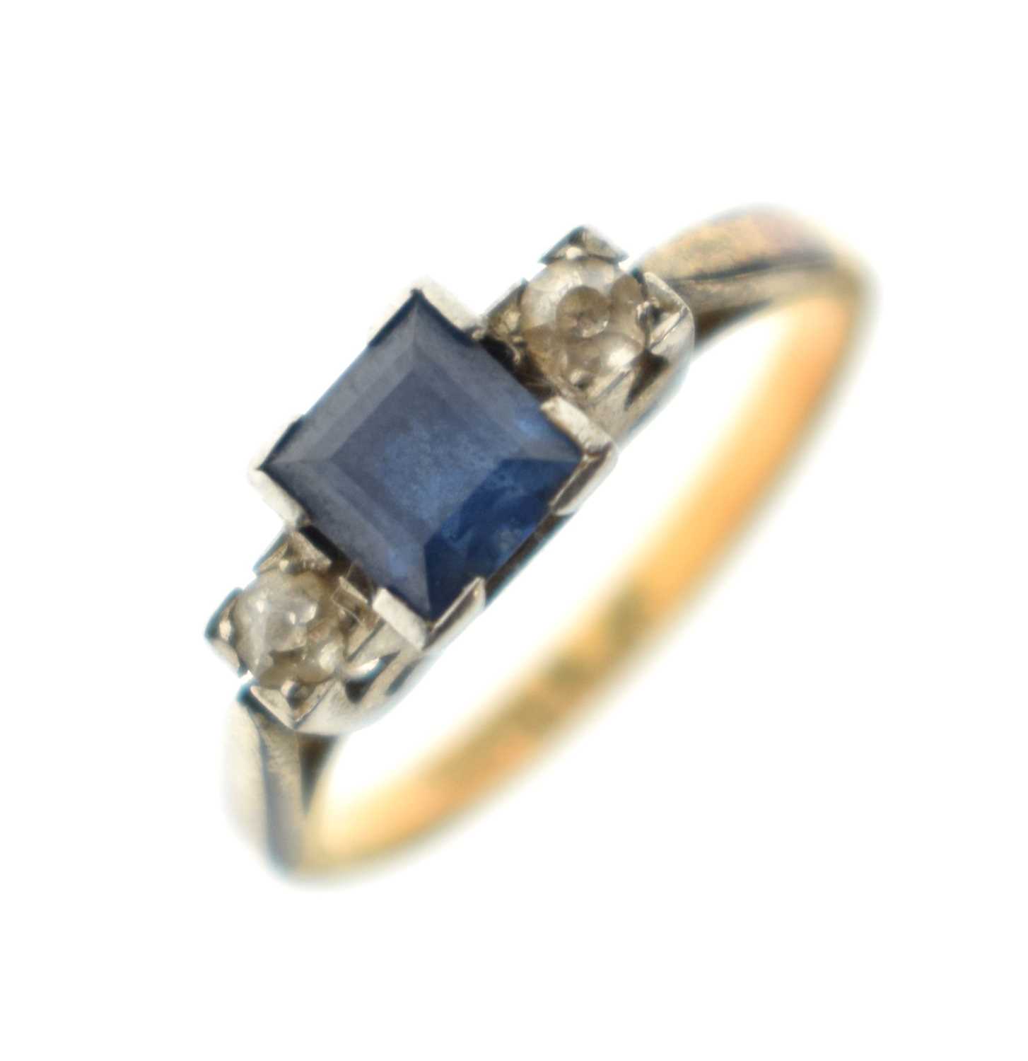 Lot 15 - Art Deco-style sapphire and diamond three-stone ring