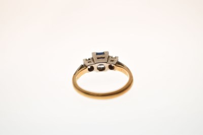 Lot 15 - Art Deco-style sapphire and diamond three-stone ring