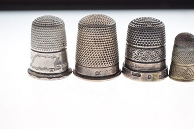 Lot 138 - Seven various silver and white metal thimbles