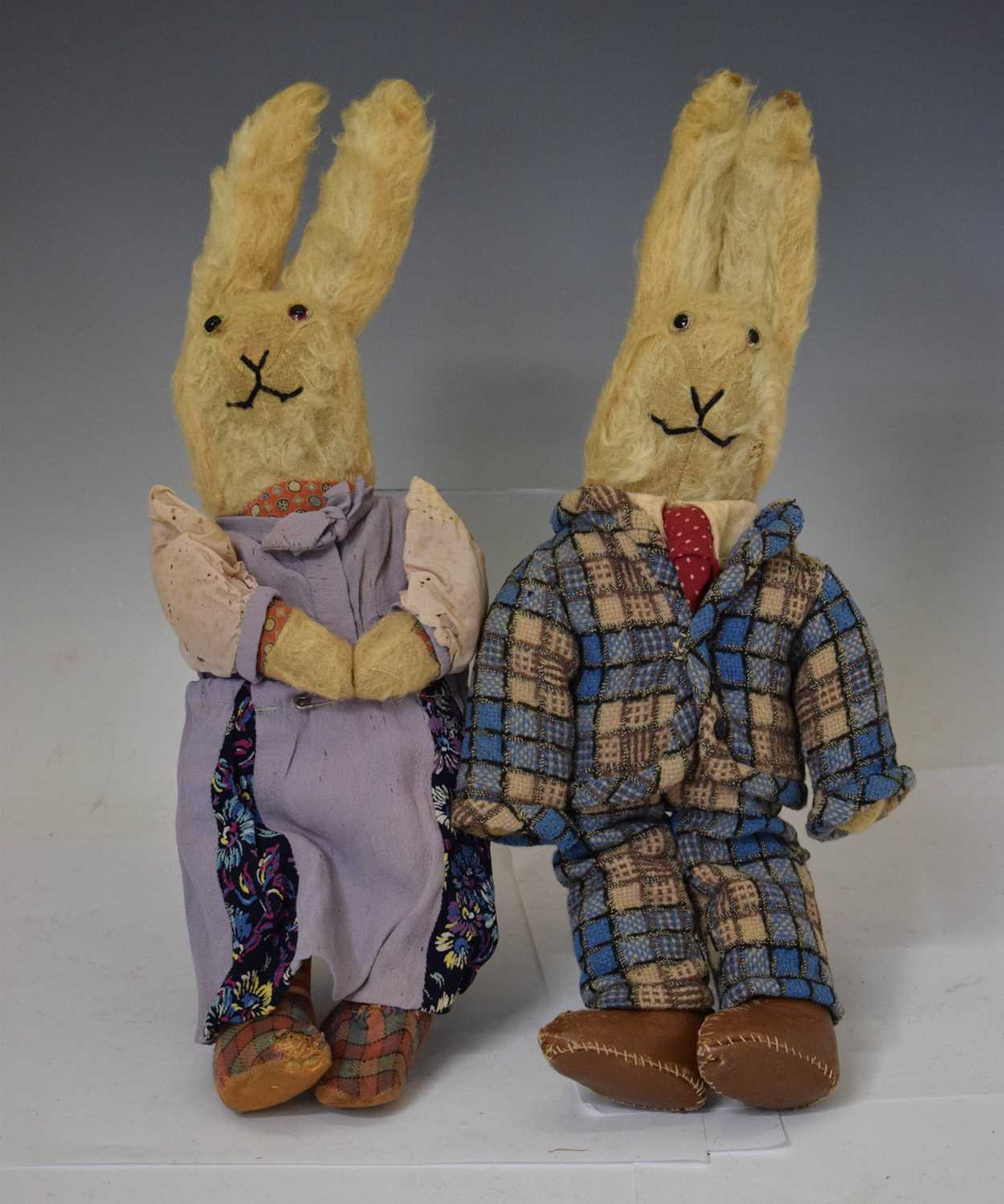 Lot 530 - Two early 20th century Ma Coney Rabbits, possibly by Dean's Rag Book