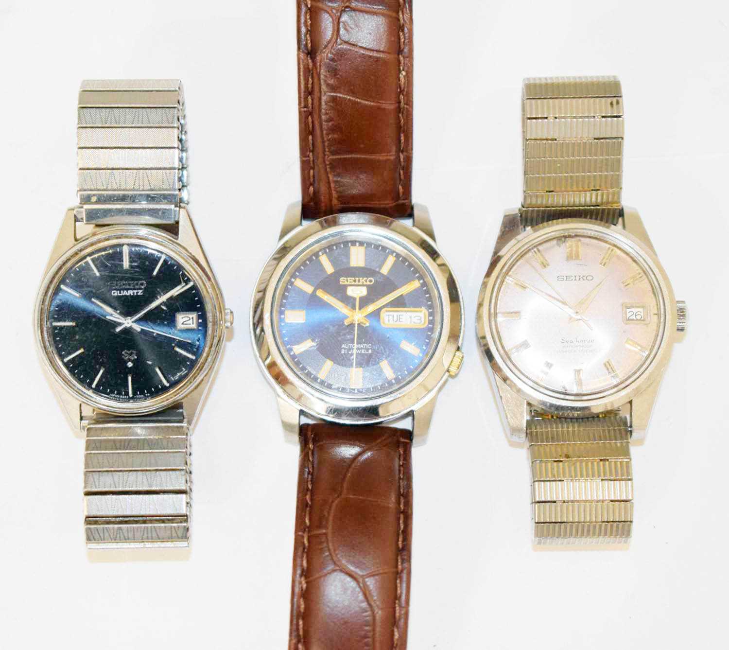 Lot 196 - Seiko - Sea Horse bracelet watch, and two others