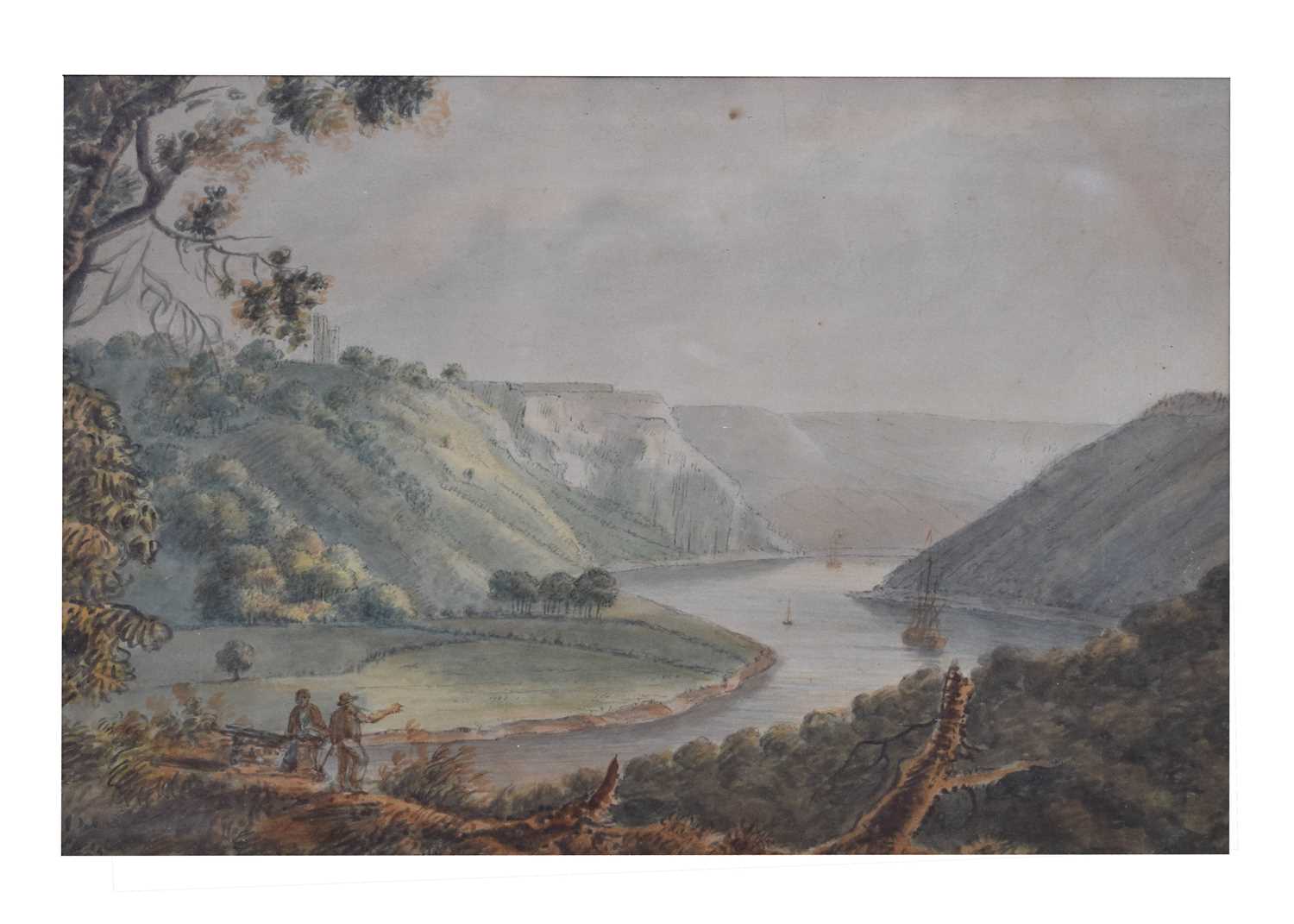 Lot 391 - Nicholas Pocock OWS (British, 1740-1821) attr. - Watercolour - Avon Gorge from Leigh Woods