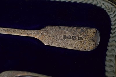 Lot 415 - Cased set of six Elizabeth II silver Apostle spoons and sugar tongs, etc
