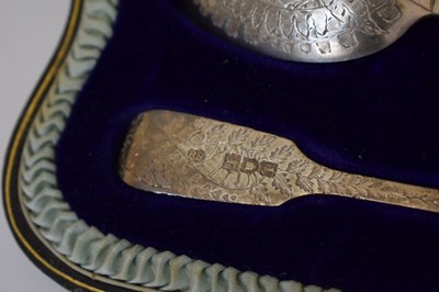 Lot 415 - Cased set of six Elizabeth II silver Apostle spoons and sugar tongs, etc