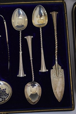 Lot 415 - Cased set of six Elizabeth II silver Apostle spoons and sugar tongs, etc
