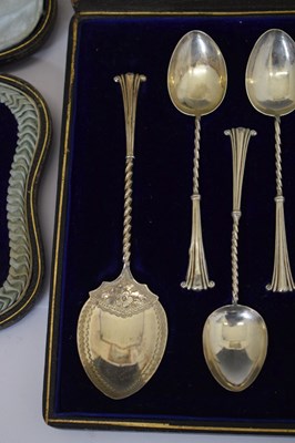 Lot 415 - Cased set of six Elizabeth II silver Apostle spoons and sugar tongs, etc