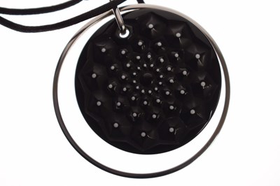 Lot 125 - Lalique 'black Cactus medal' silver pendant