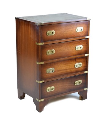 Lot 514 - Small reproduction campaign-style chest of drawers