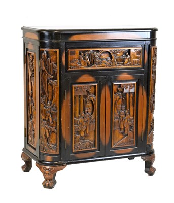 Lot 502 - Chinese carved wine/cocktail cabinet