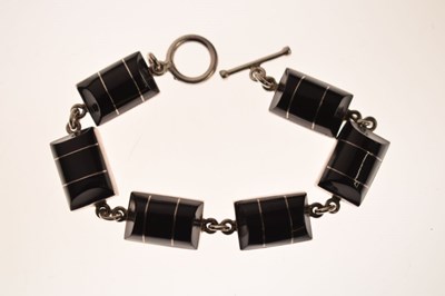 Lot 268 - Baccarat pendant, Mexican silver onyx bracelet, Scottish brooch, etc