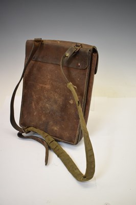Lot 158 - Brown leather military 'satchel', possibly Korean or Chinese