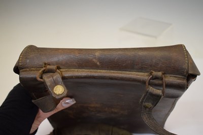 Lot 158 - Brown leather military 'satchel', possibly Korean or Chinese