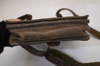 Lot 158 - Brown leather military 'satchel', possibly Korean or Chinese