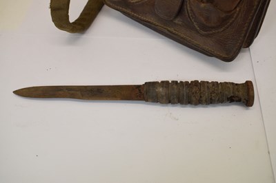Lot 158 - Brown leather military 'satchel', possibly Korean or Chinese