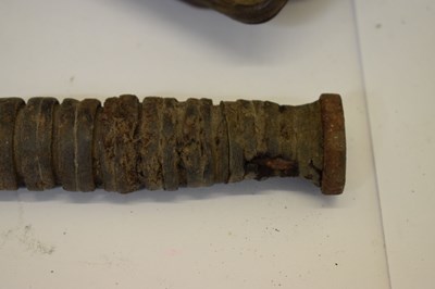 Lot 158 - Brown leather military 'satchel', possibly Korean or Chinese