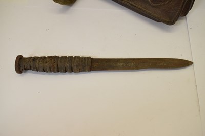 Lot 158 - Brown leather military 'satchel', possibly Korean or Chinese