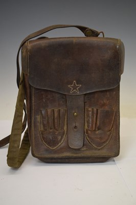 Lot 158 - Brown leather military 'satchel', possibly Korean or Chinese